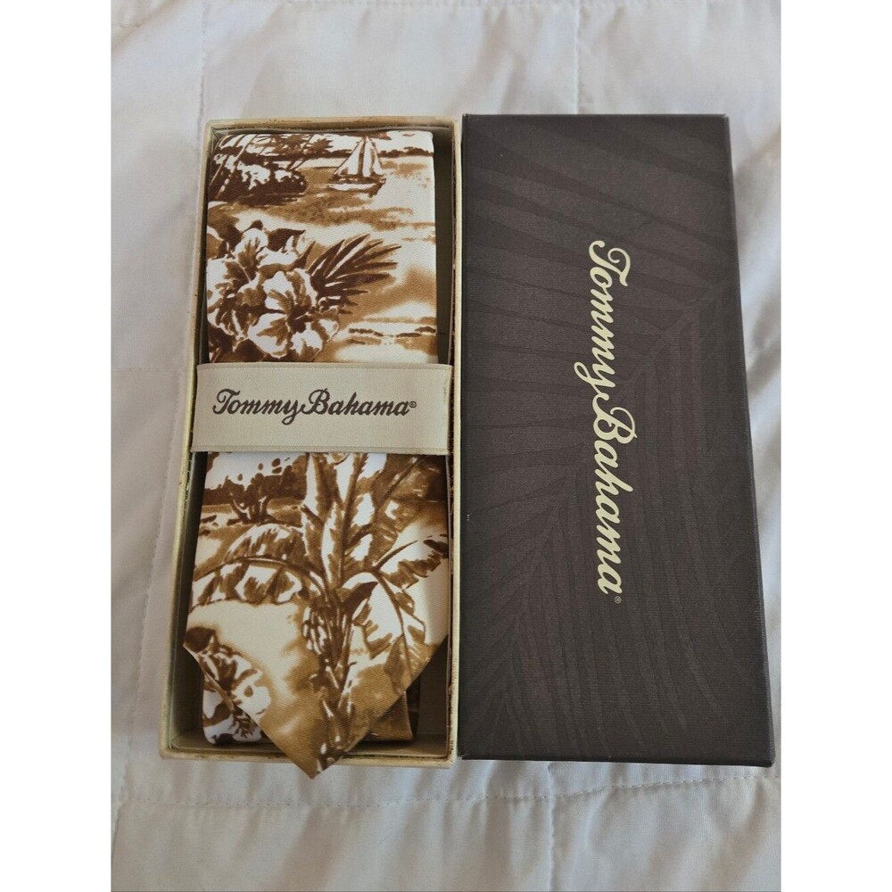 Tommy Bahama Silk Tropical Brown Floral Tie In Box